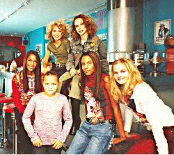 Patricia, Hannah, Caroline, Sandra and YennY with fan Melinda at Stardiner in Stockholm